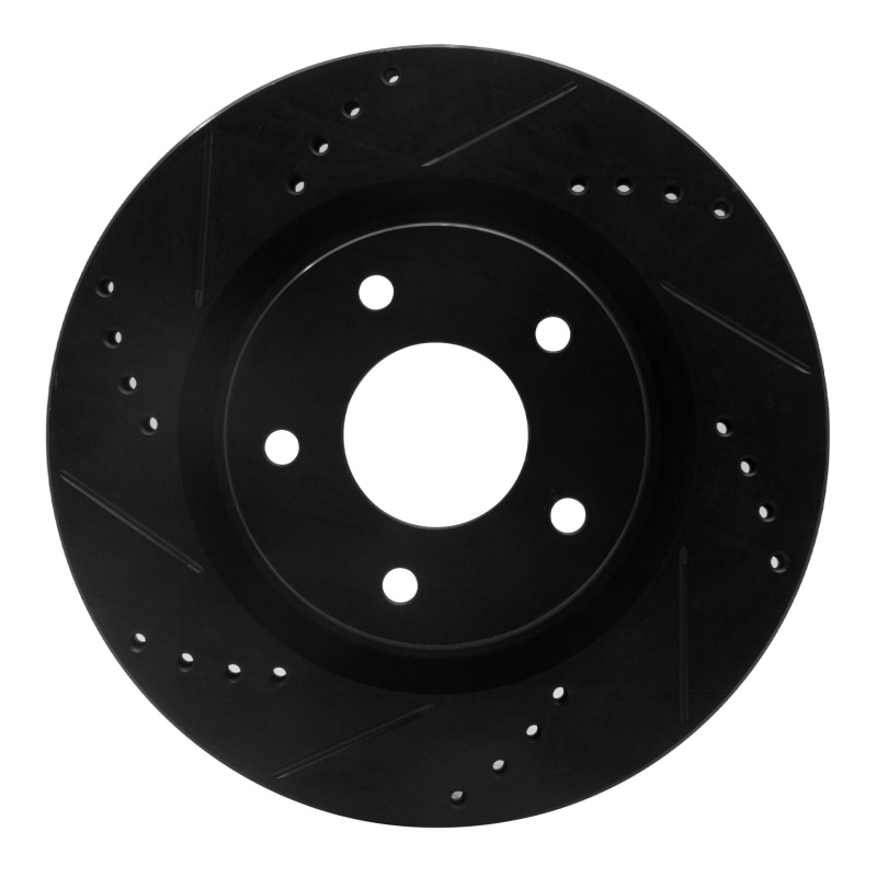 Nissan Altima Brake Rotor (1) - Front Left - R1 Concepts - Drilled & Slotted - Black - `07-`13